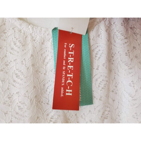 CATHY DANIELS WOMAN WHITE LINED EYELET LACE STRETCH SHIRT BLOUSE TOP SIZE 3X NWT - Picture 5 of 9